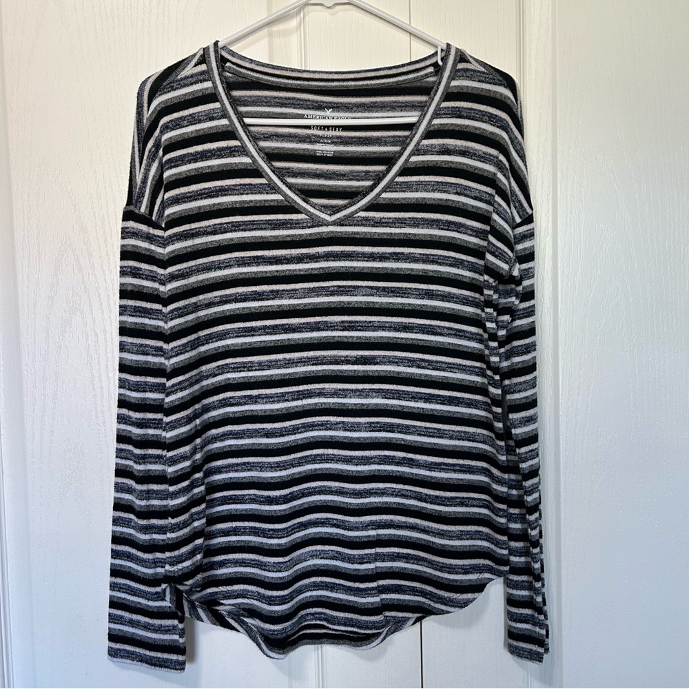 American Eagle Outfitters Soft and Sexy Striped Plush Top Long Sleeve Medium